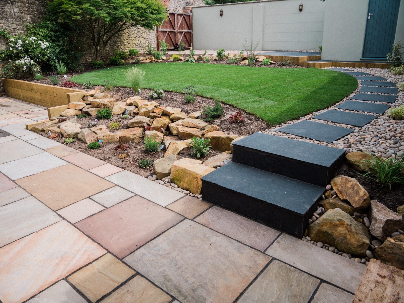 Patio and Rockery in Axbridge